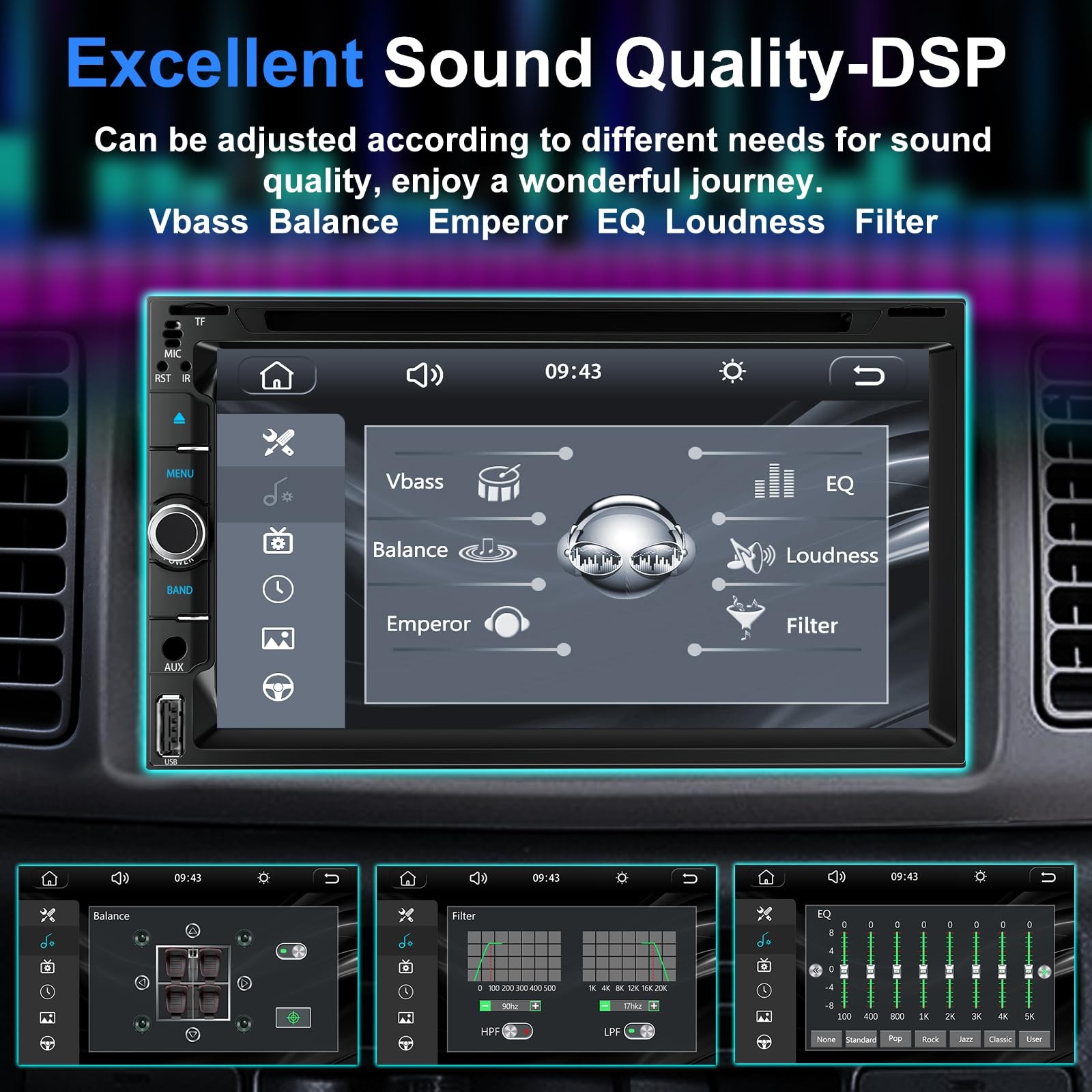 Double Din Car Radio Stereo with 7-Inch Touch Screen, Support CD/DVD Player,W…