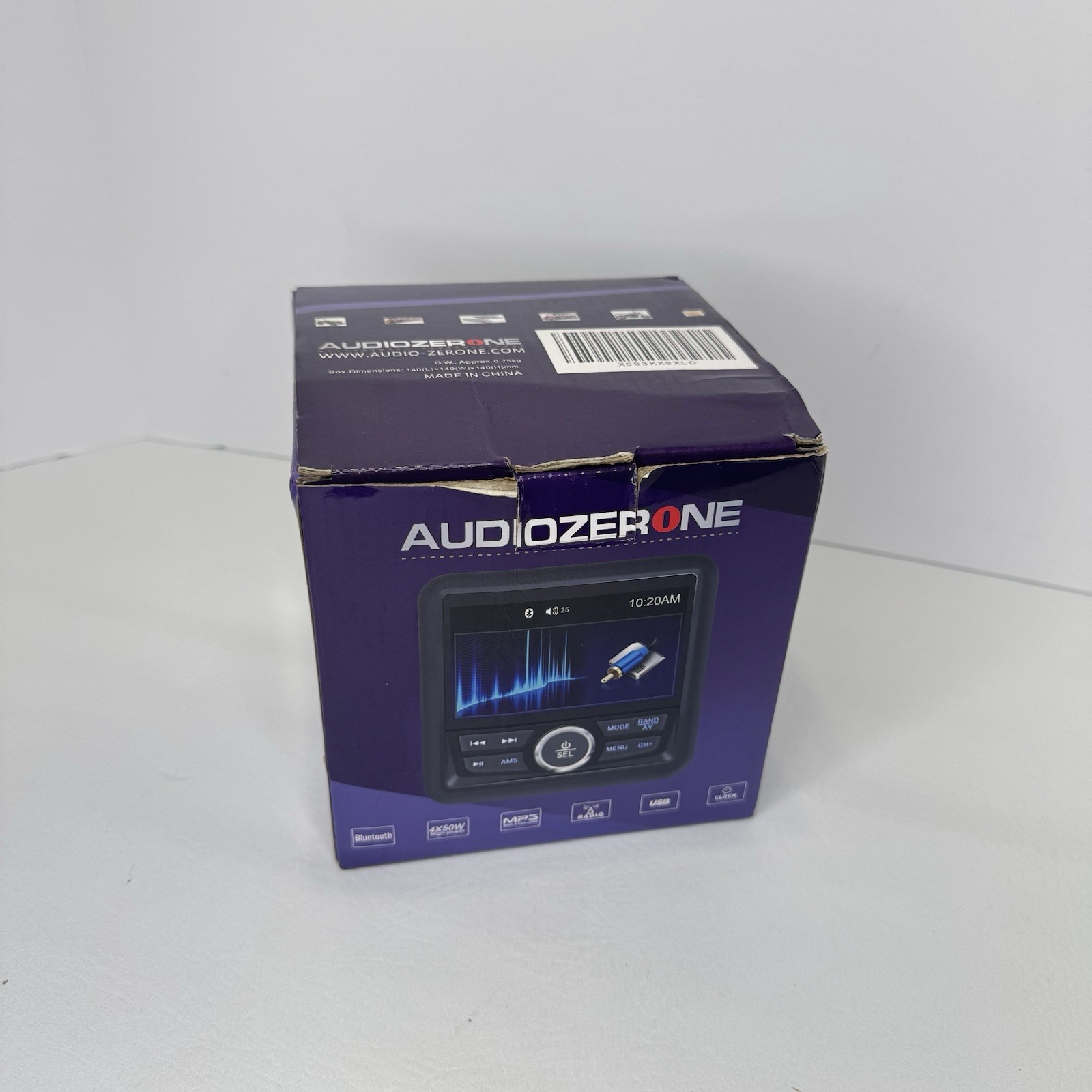 Audiozerone Marine Motorcycle Small Receiver Waterproof Bluetooth 4” Screen