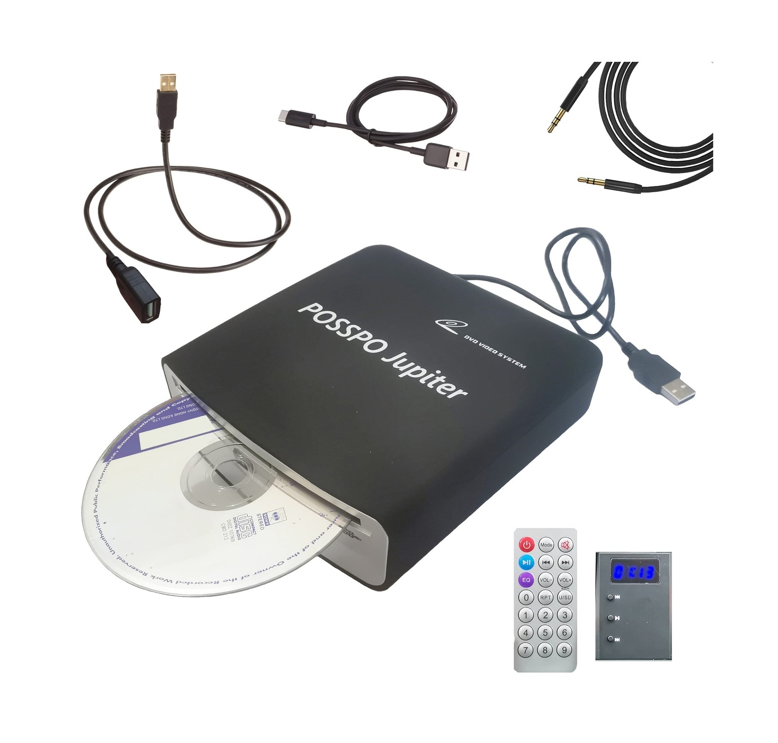 CD DVD Player for Car with USB Port and AUX Port – Plug and Play for CarPlay