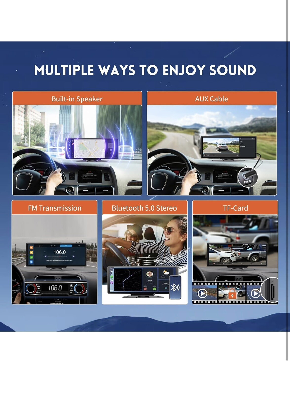 10.26″ HD Wireless Android & Carplay Screen for Car, Portable Touchscreen 4K