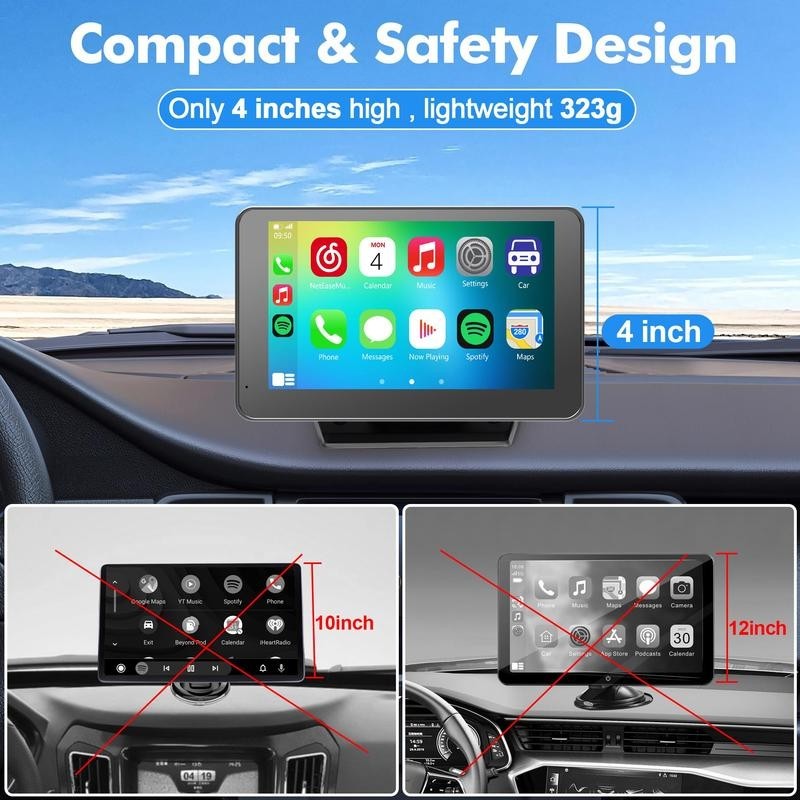 2026 Wireless CarPlay Screen Android Auto Portable Car Play Display Tablet 7in