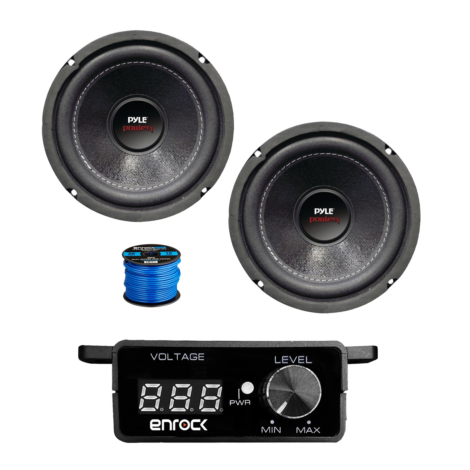 1 Pair (Qty 2) of Pyle 6” 600 Watt DVC 4 Ohm Subwoofer, Bass Knob w/ Wire