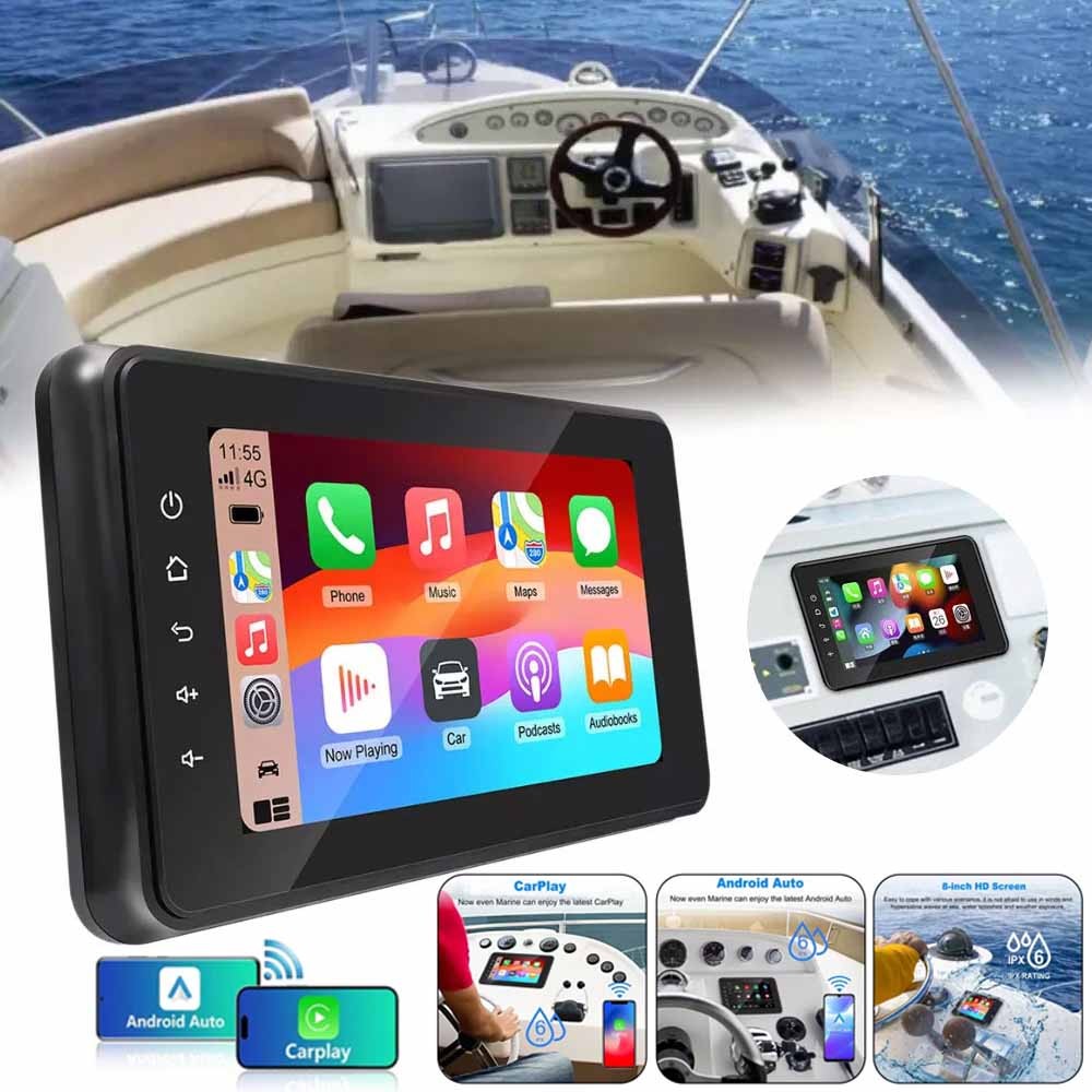8″ Waterproof Marine Multimedia Player with Wireless Carplay and Android Auto