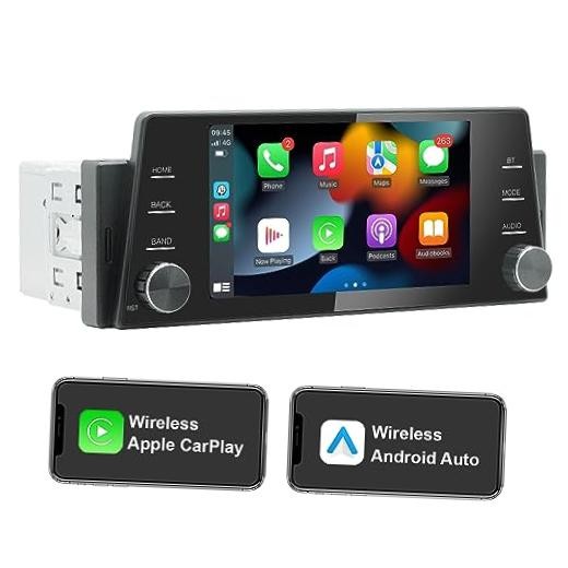 Single Din Touchscreen Radio – Wireless/Wired CarPlay & Android Auto – HD IPS 5″