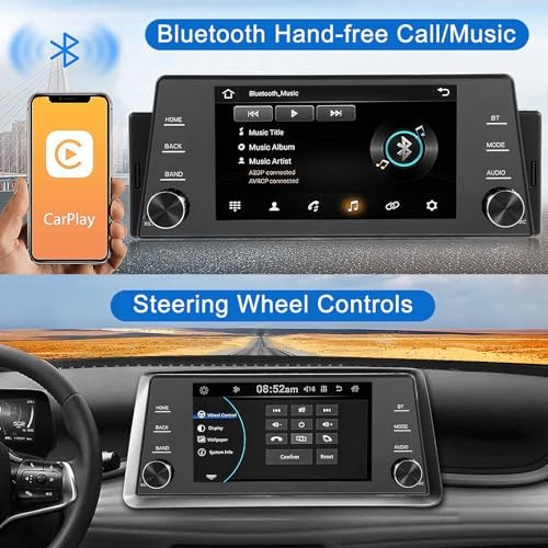 Single Din Touchscreen Radio – Wireless/Wired CarPlay & Android Auto – HD IPS 5″