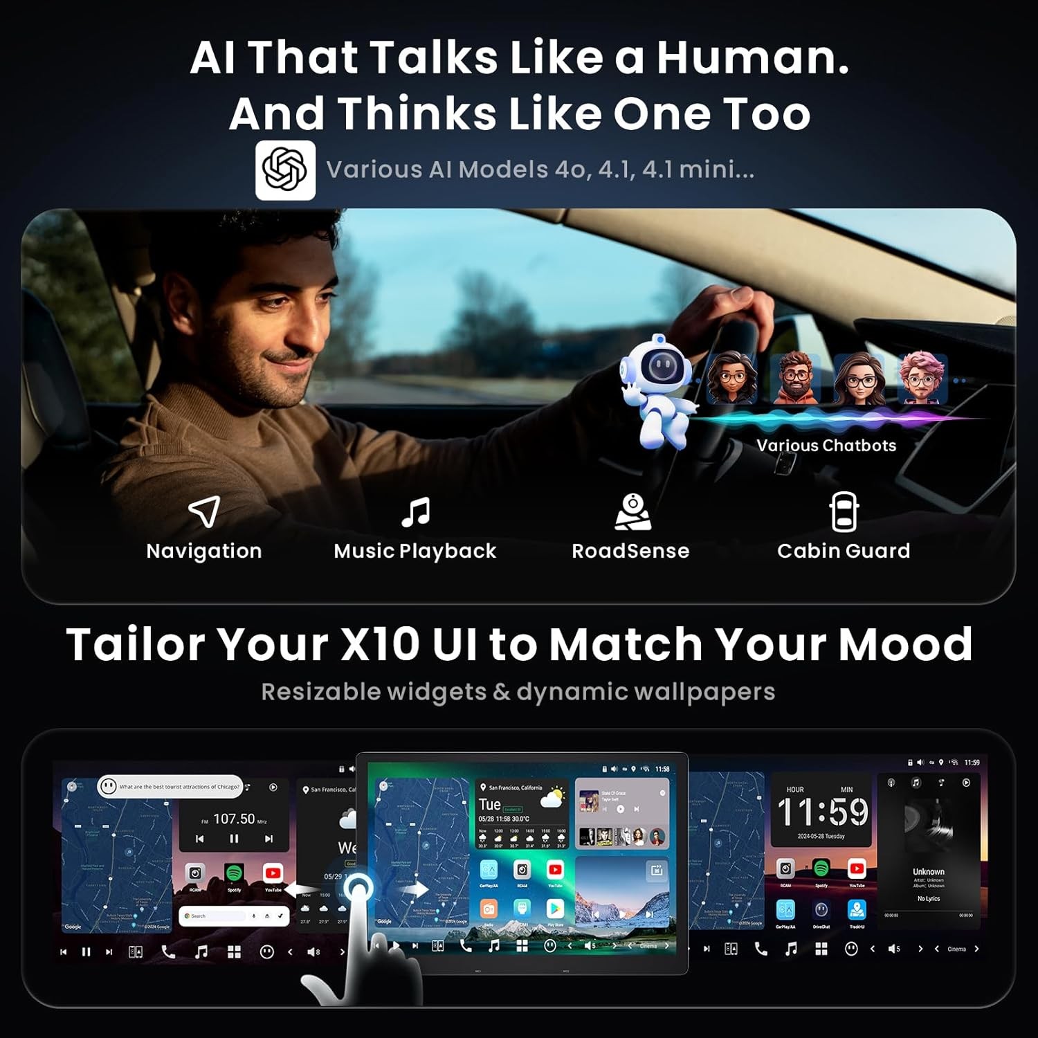 ATOTO 12.95″ Smarter AI Android Car Stereo 1& 2DIN Built-in G-Sensor 2-Band WiFi