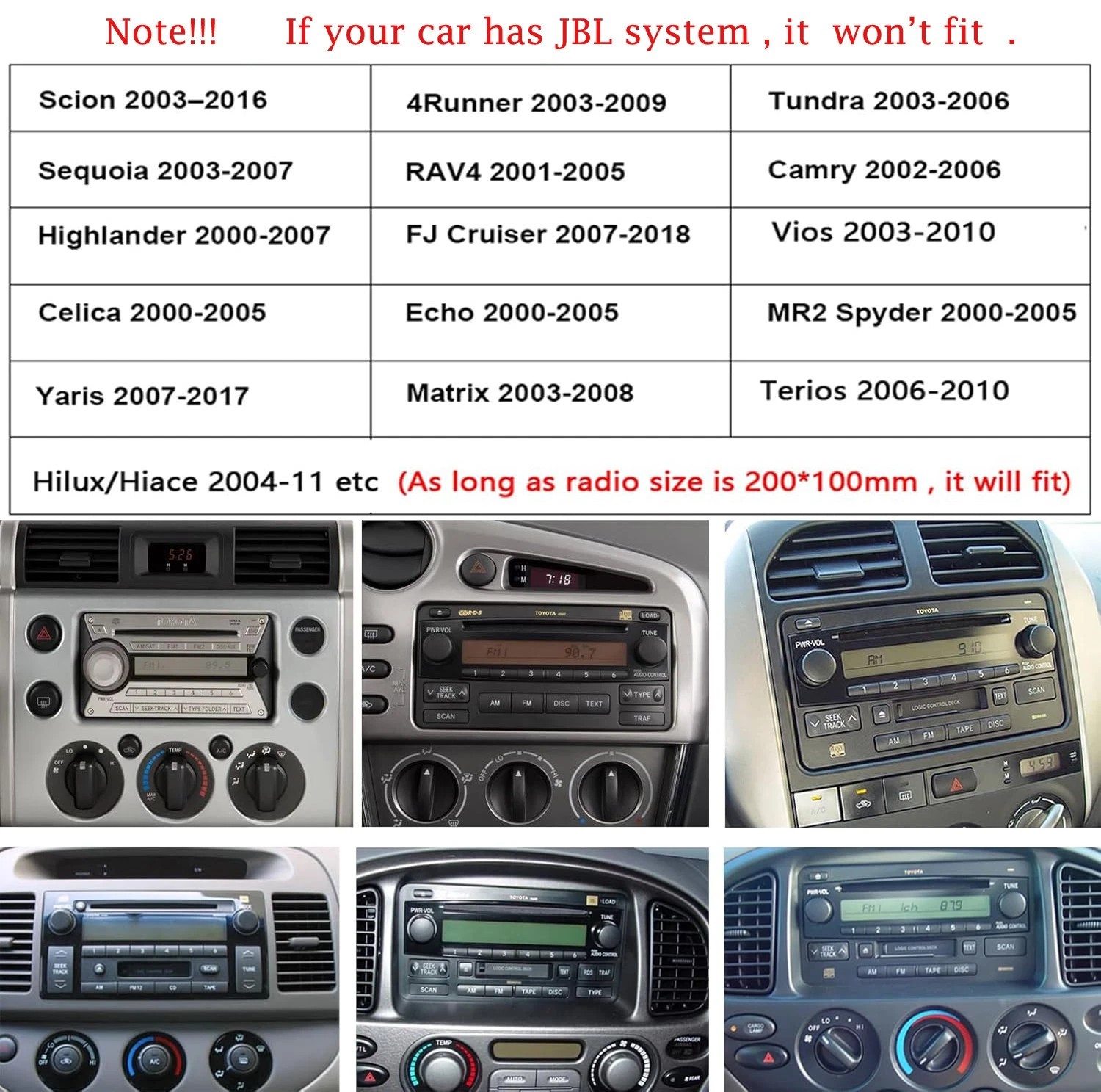 CarPlay Car CD DVD Stereo AM FM Radio Head Unit For Toyota FJ Cruiser 2007-2018