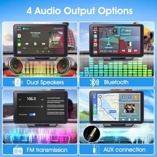 Carplay Screen for Car, 7” Wireless CarPlay & Android Auto- Upgrade Portable