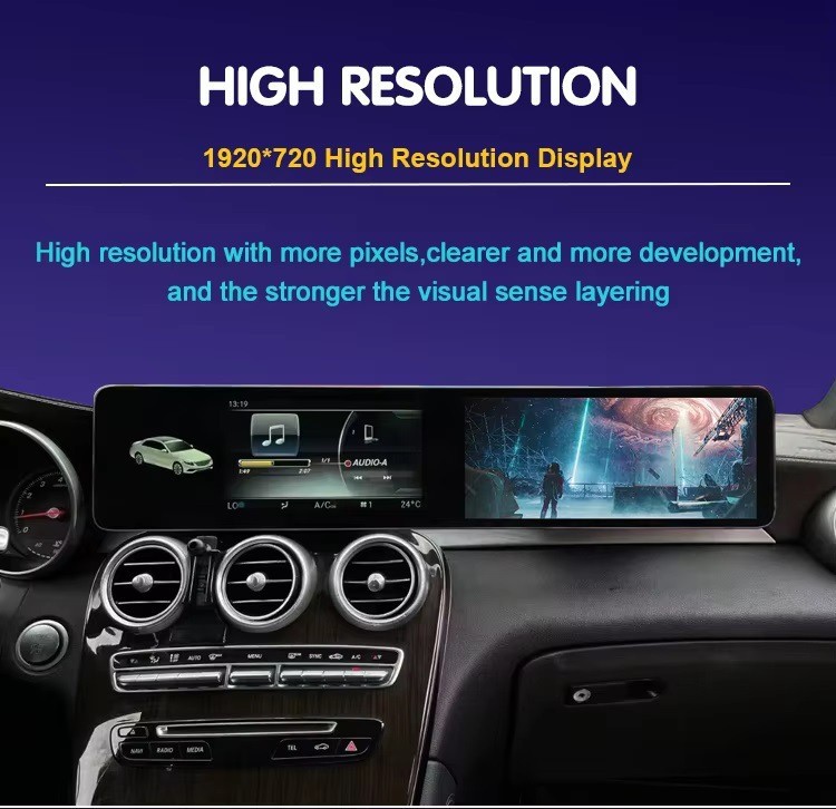 8G+128GB 12.3″ Dual Screen Car Radio Stereo For 2019 Mercedes Benz GLC C Class