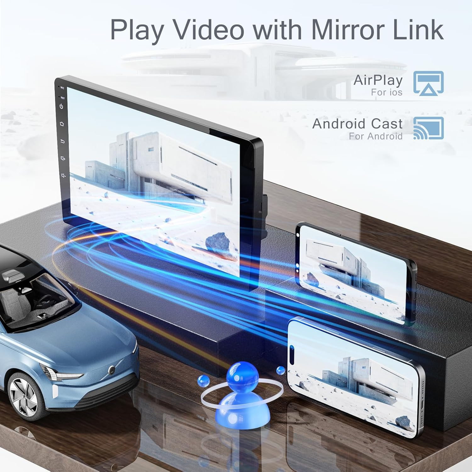 9 Inch Double Din Car Stereo with Wireless Carplay & Android Auto, GPS Navigatio