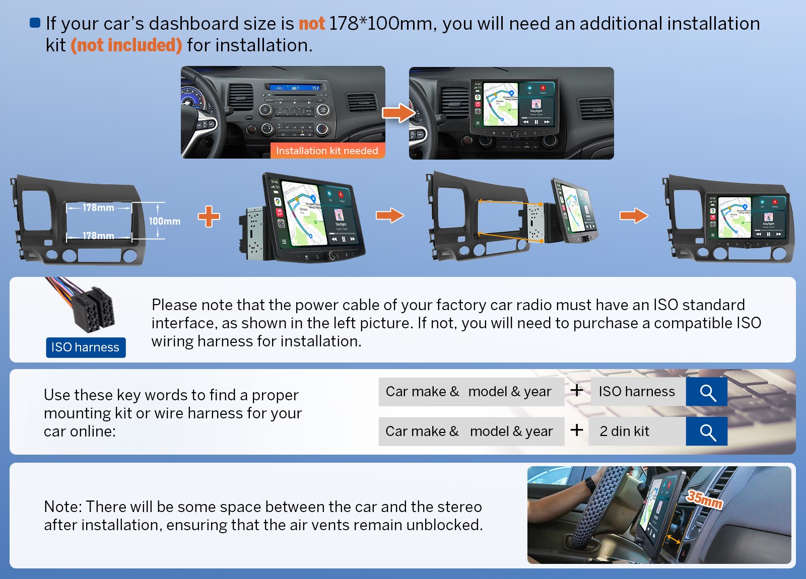Eonon UA13SK Plus 10.1″Double DIN Android Auto CarPlay Car Stereo Radio GPS Navi