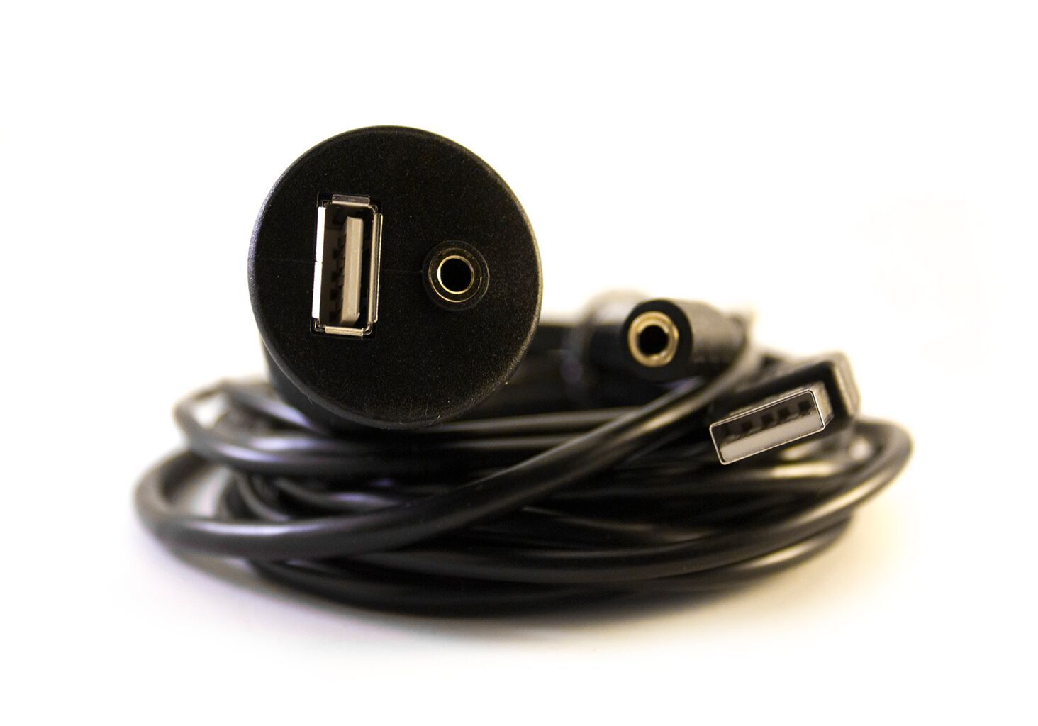 GROM USB AUX Female 3.5mm Extension Cable w/two dash mounting options #C-FM35USB