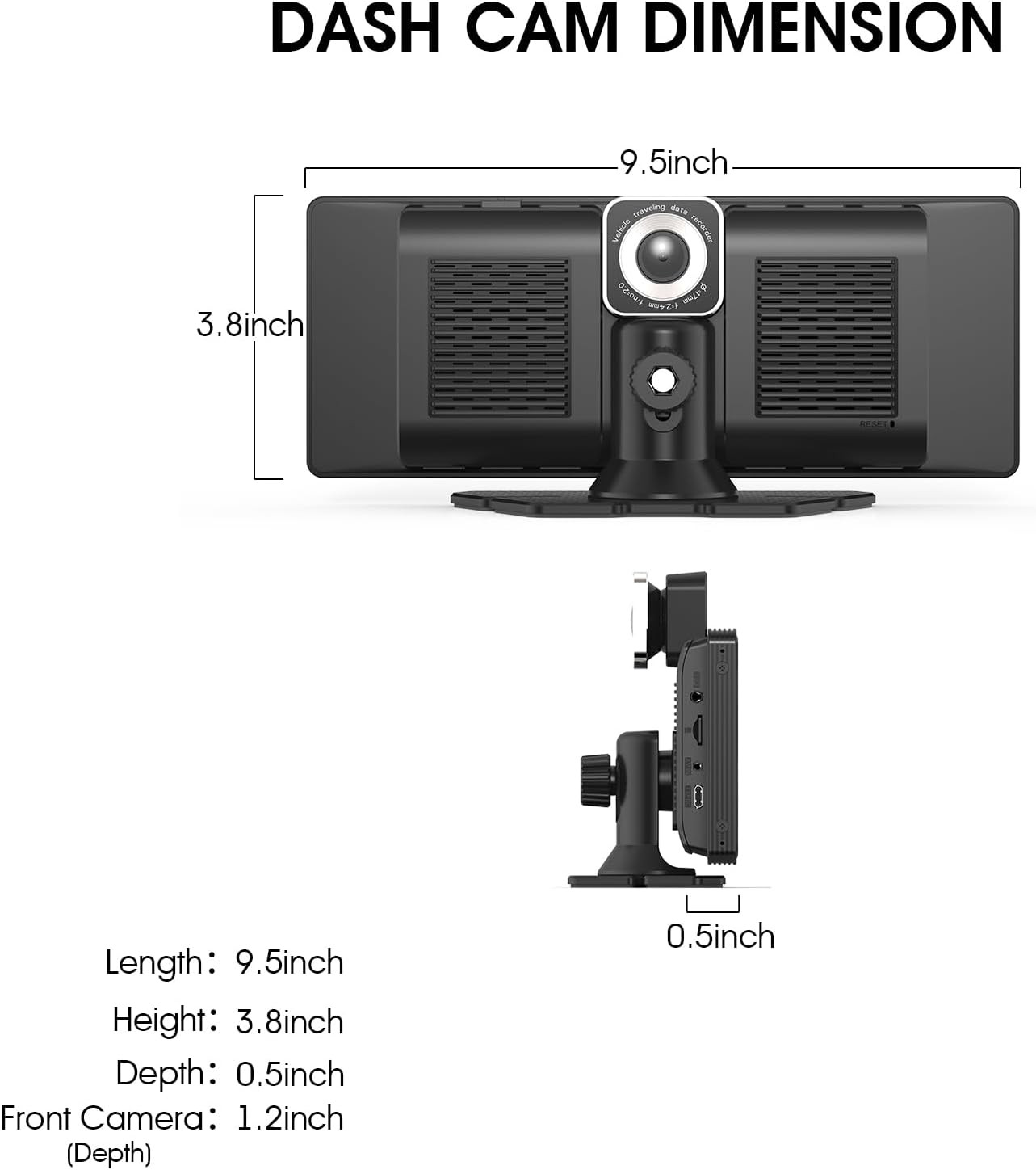 10.26″ Portable Carplay Screen with 4K Dash Cam & Wireless Car Audio