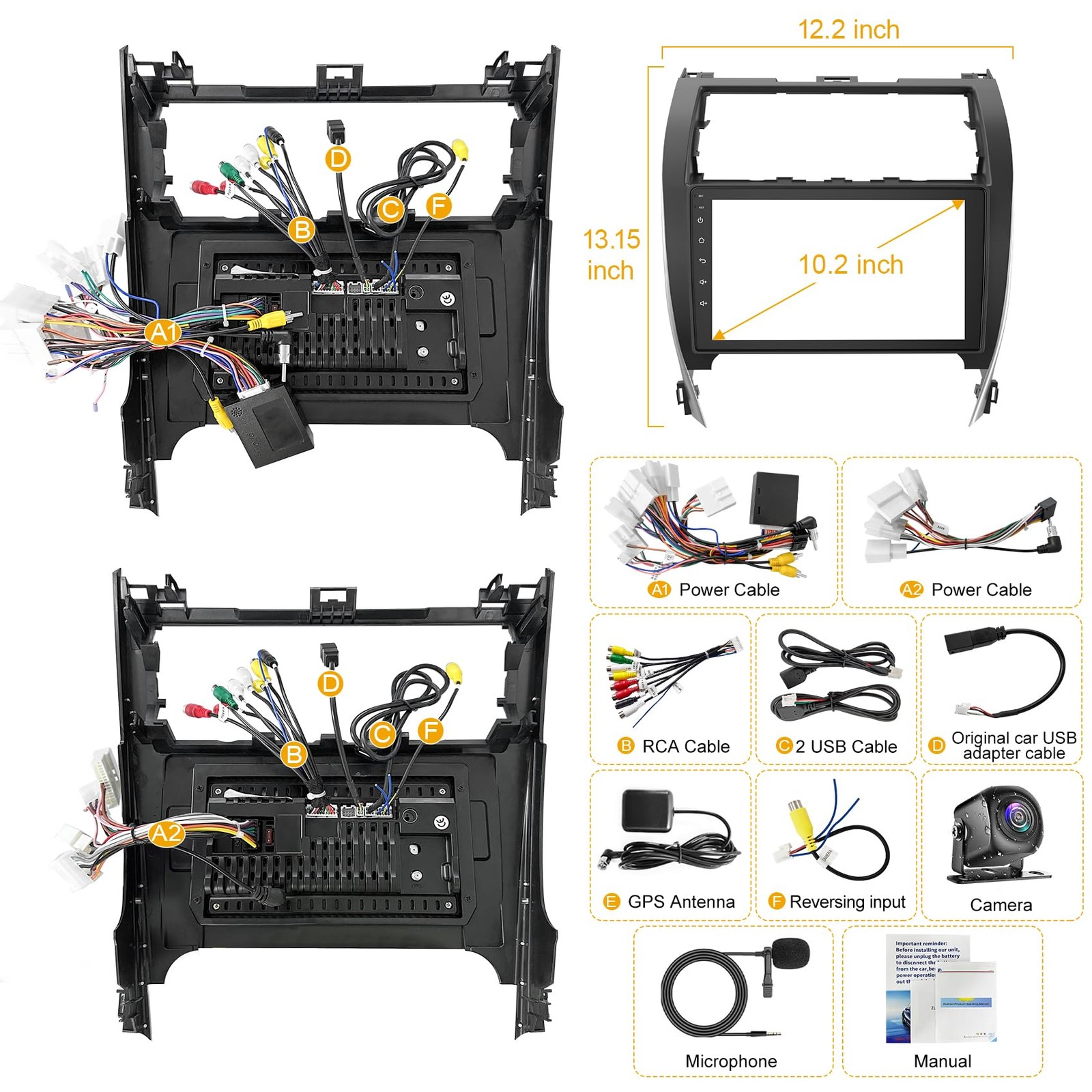(8Core + 64GB) 10.2 Inch QLED Touch Screen Car Radio for Toyota Camry 2012 20…