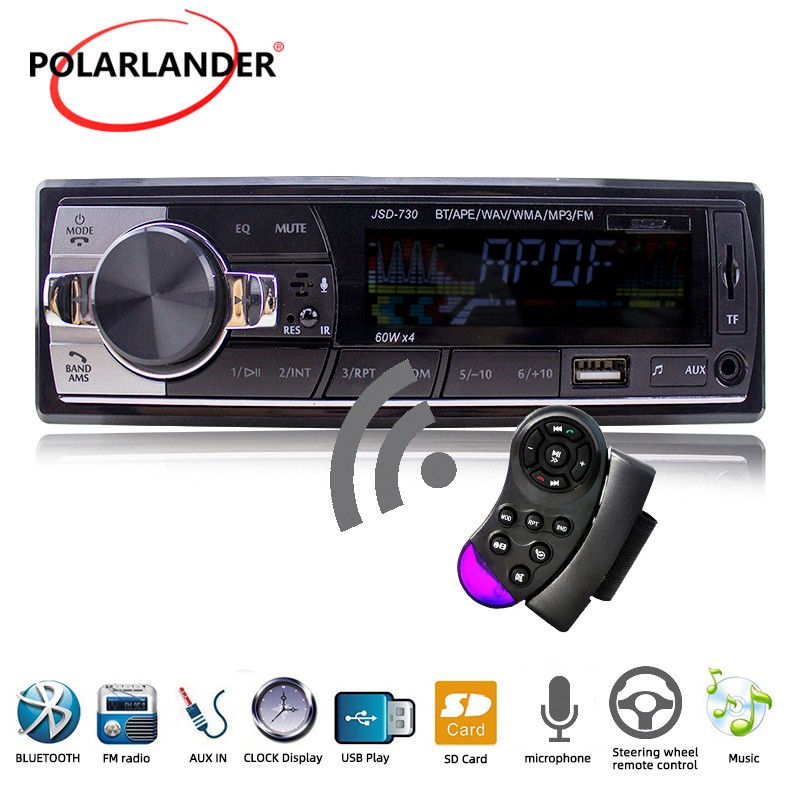 Car Radio 1 Din Bluetooth Receiver FM MP3 USB SD AUX With Remote Control