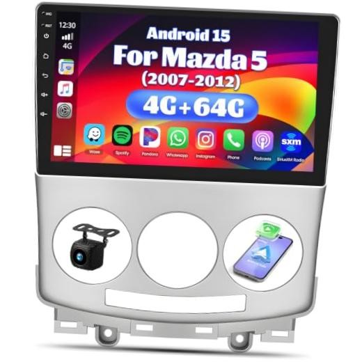 [4G+64G] Car Radio for Mazda 5 2007-2012 with Wireless CarPlay Android Auto,9″