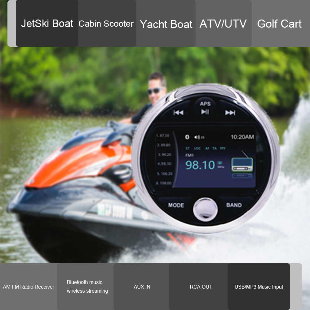 GUZARE Waterproof video system head unit with FM AM radio,AUX input,Rca Output