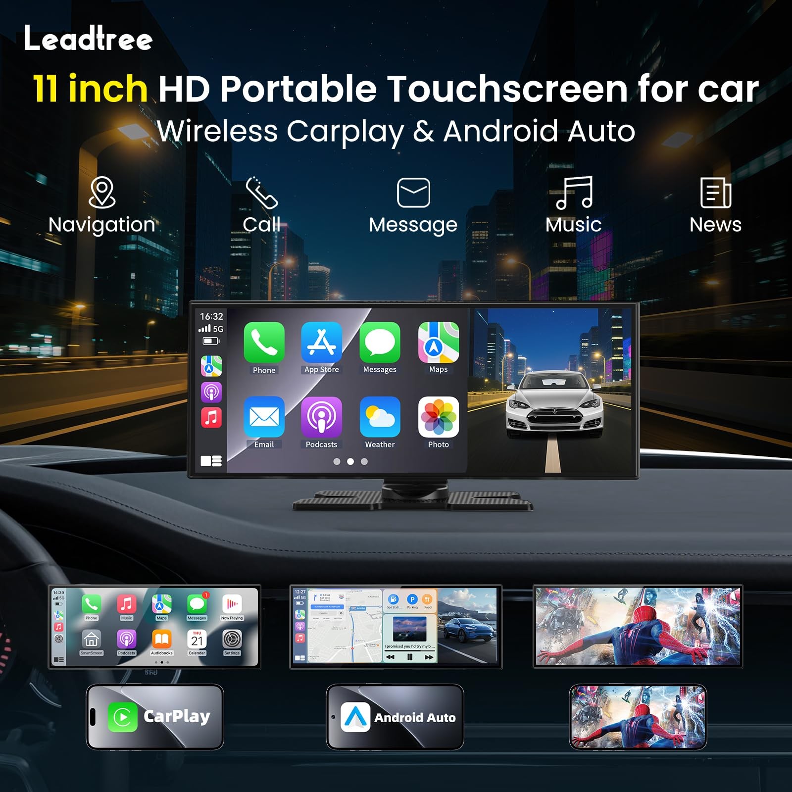 Largest 11.5 inch Wireless CarPlay Screen for Car, Apple CarPlay & Android Au…