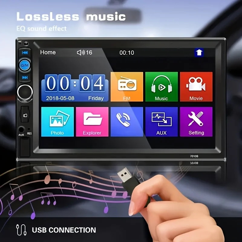New 2Din car radio car stereo 7″ touch screen MP5 player FM mirror link player，