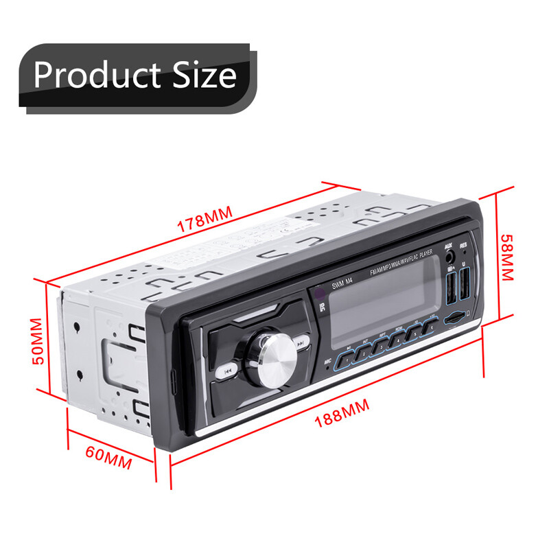 Single 1Din Bluetooth Car Stereo MP3 Player FM AM Radio Head Unit USB/AUX/TF 12V