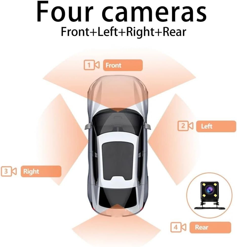 Car Quad-Record HD Night Vision Tachograph Car Front and Rear Left and Right
