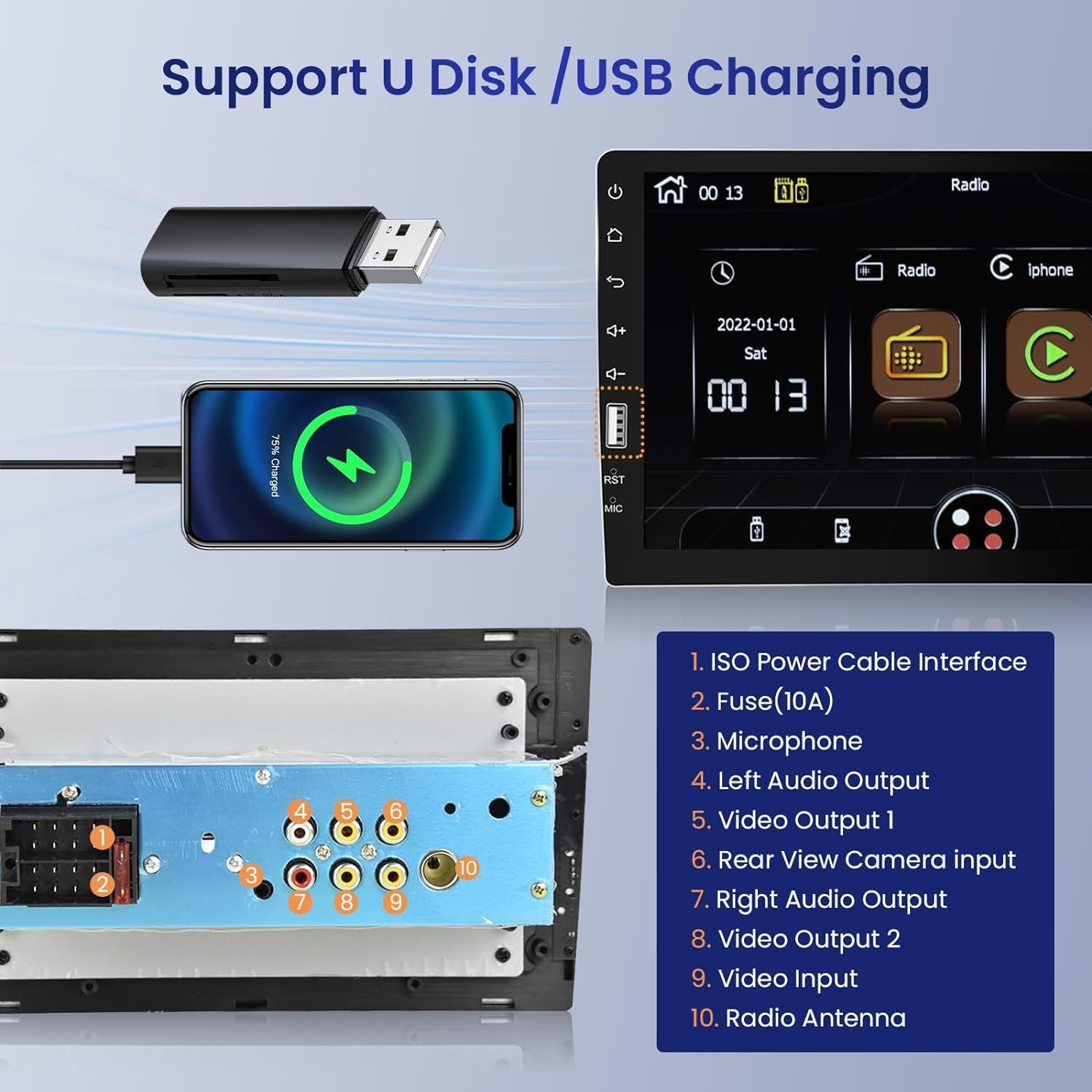 9-Inch Touchscreen Car Stereo with CarPlay & Android Auto – Bluetooth 5.0