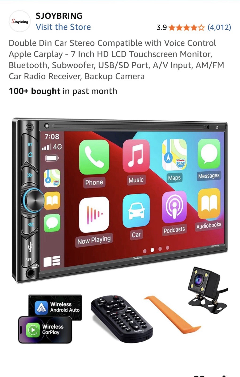 JoyBring JOY-W006 Black Stereo 7″HD With Back Up Camera