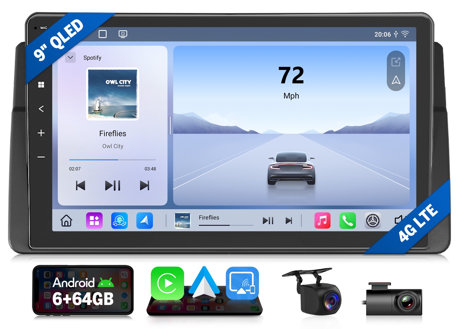 9″ QLED 6+64 Android 13 Car Stereo Head Unit CarPlay for BMW E46 330i M3 4G LTE