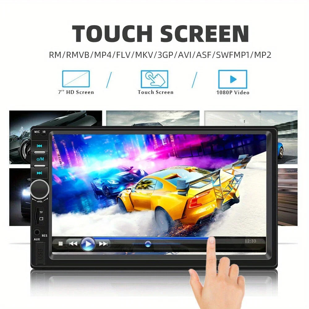 MP5 Car Player 2 Din 7 Inch Touch Screen Car Stereo Bluetooth + Backup Camera.