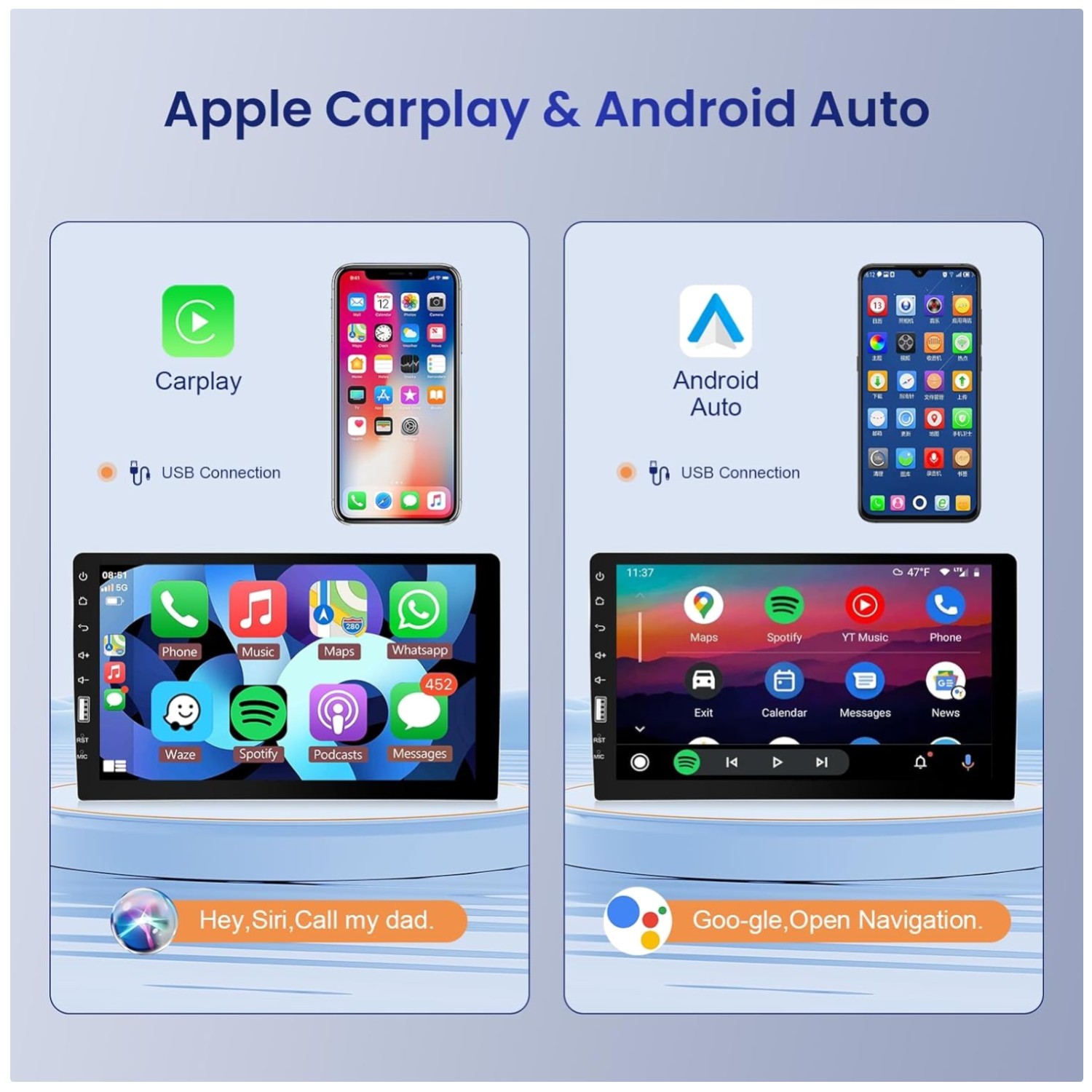 Single Din Car Radio, Bluetooth, GPS, USB, EQ, Backup Camera