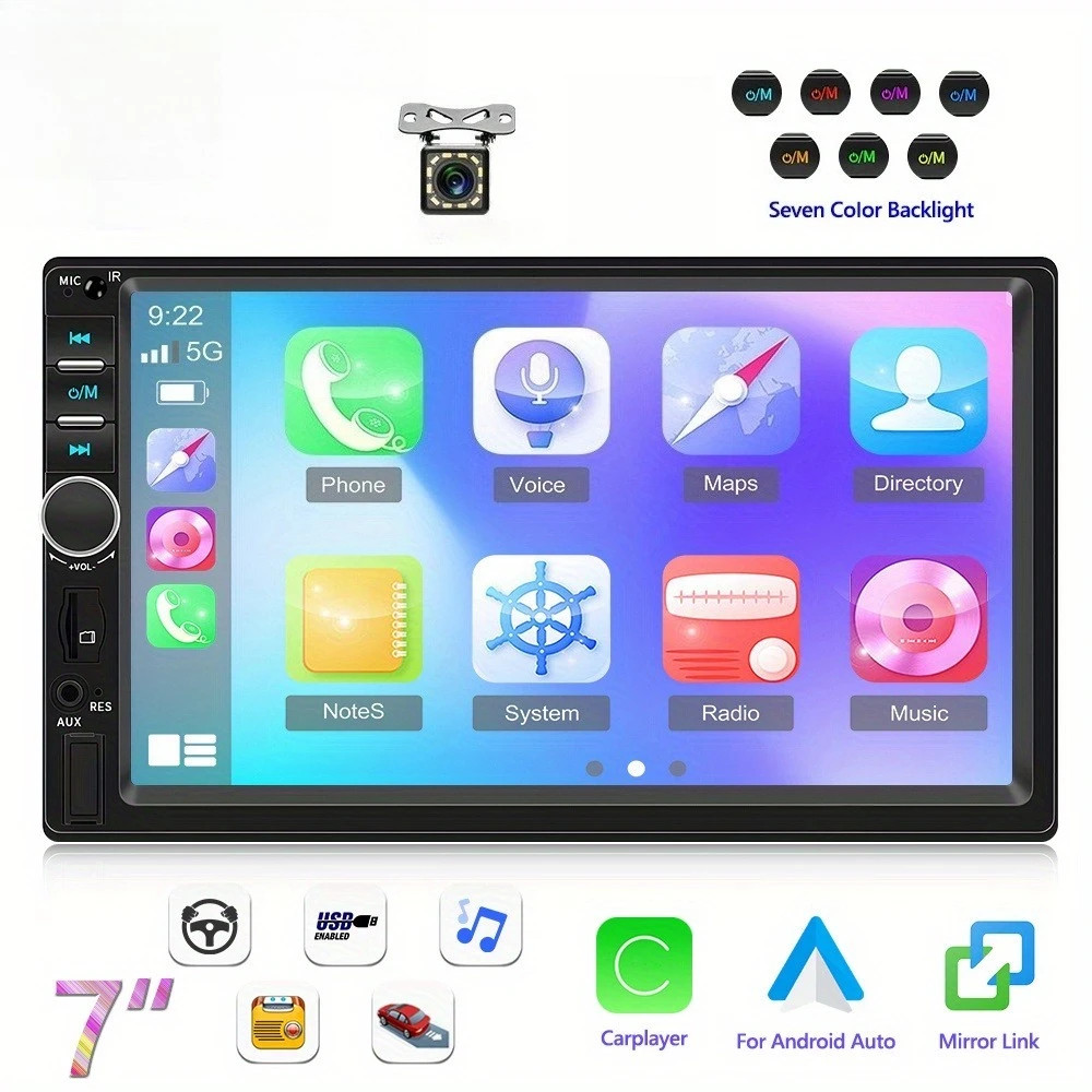 7" HD Car Stereo Radio 2Din MP5 Multimedia Player for Android Auto Camera