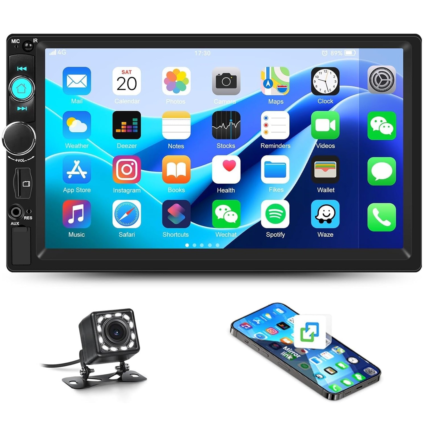 7″ Double 2 DIN Car MP5 Player Bluetooth Touch Screen Stereo Radio With Camera