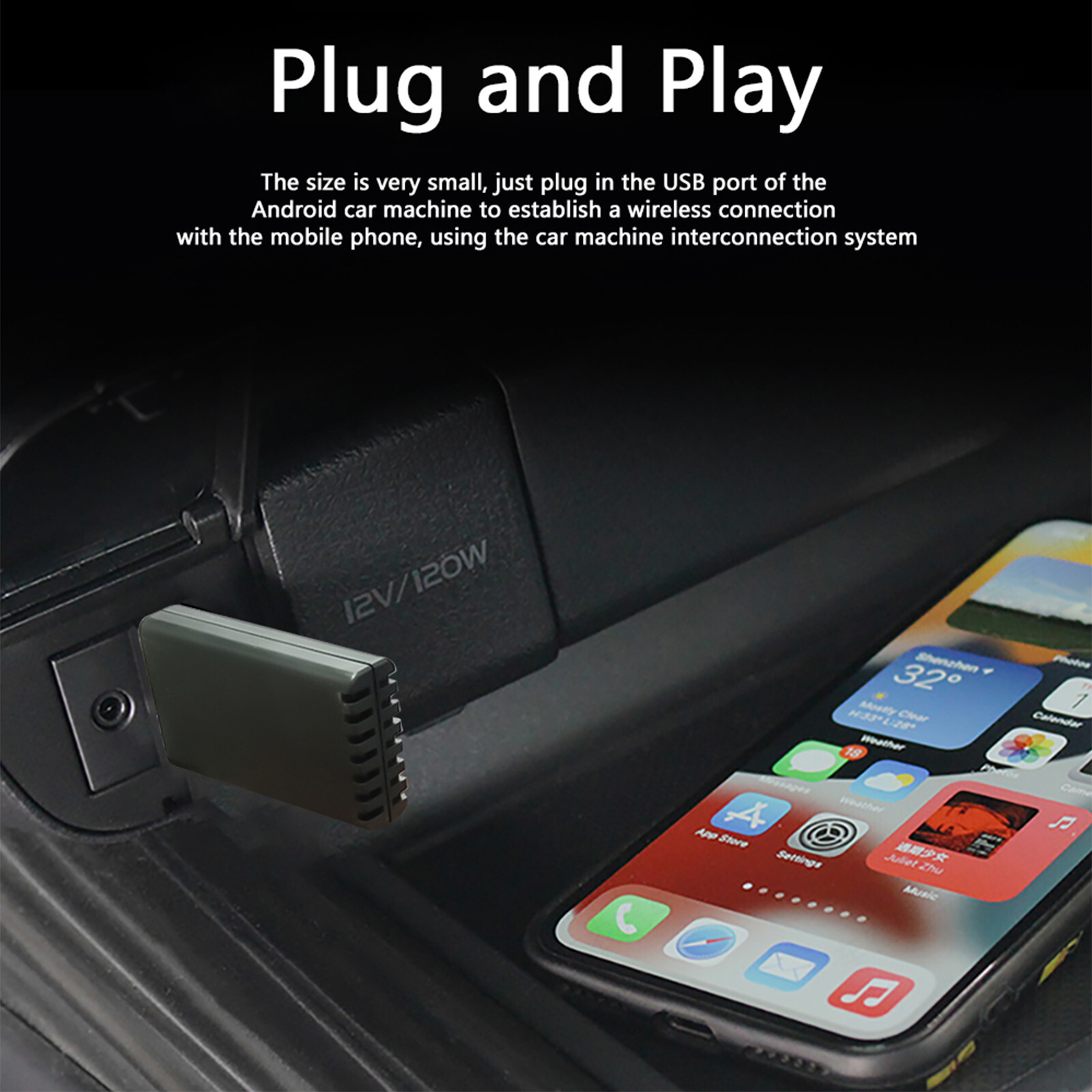 Wireless CarPlay Adapter for iPhone, Dual-core 5G Chip (Upgraded), Auto-connect