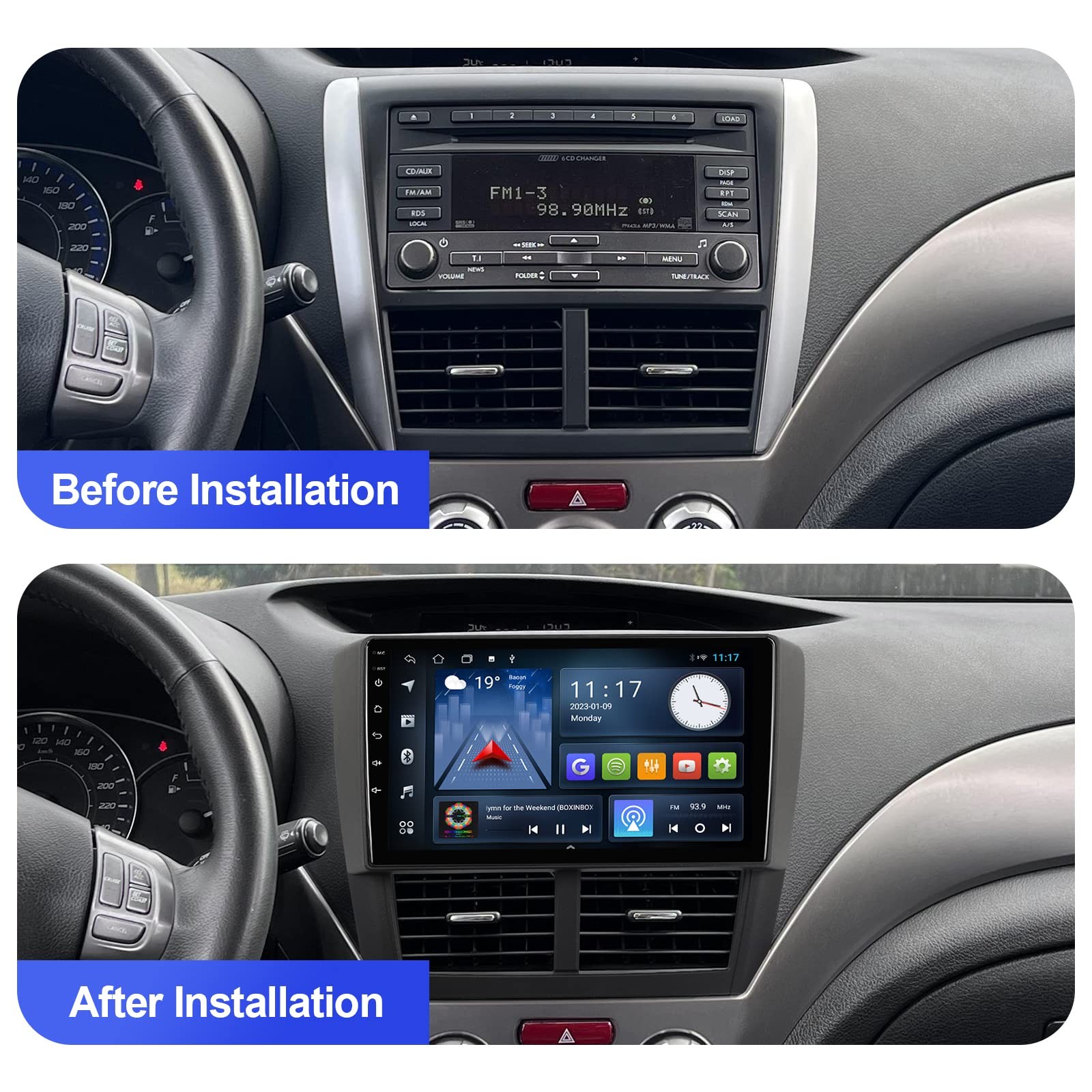 Aumume Android 10 Double Din Car Stereo For Subaru Forester 2008-2012 Impreza