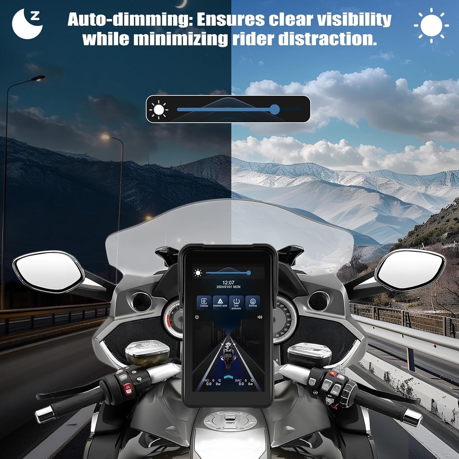 5 inch IPS Touch Screen Motorcycle GPS Wireless Portable CarPlay& P2-5