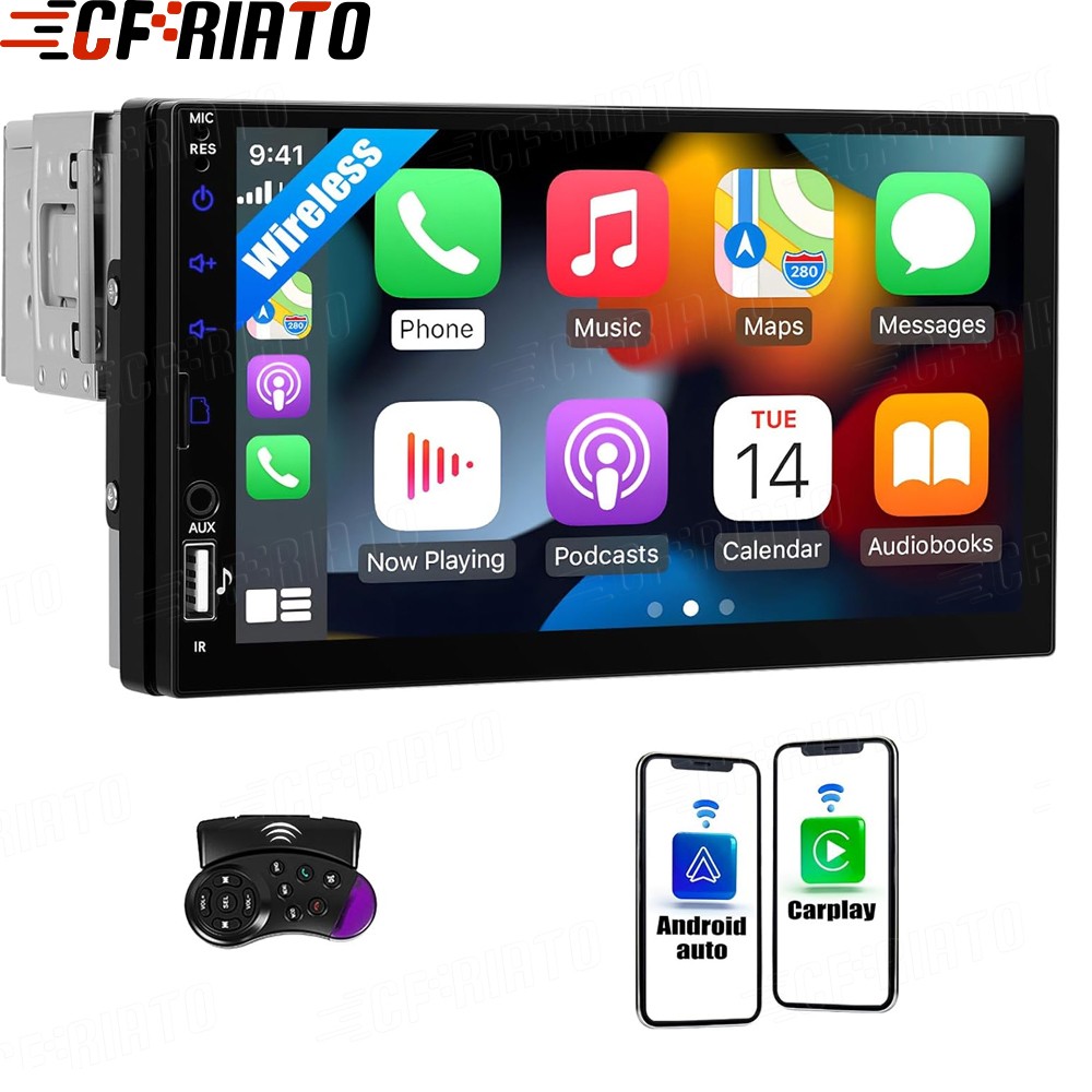 7″ Single 1Din Car Stereo Radio Bluetooth Wireless Apple/Android Carplay USB BT