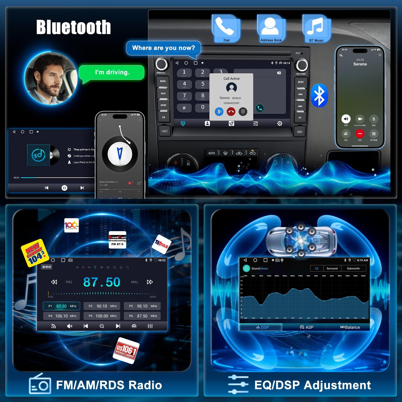 [2GB+64GB] Jimtour Car Stereo Radio Bluetooth for Chevy Silverado 2007-2013