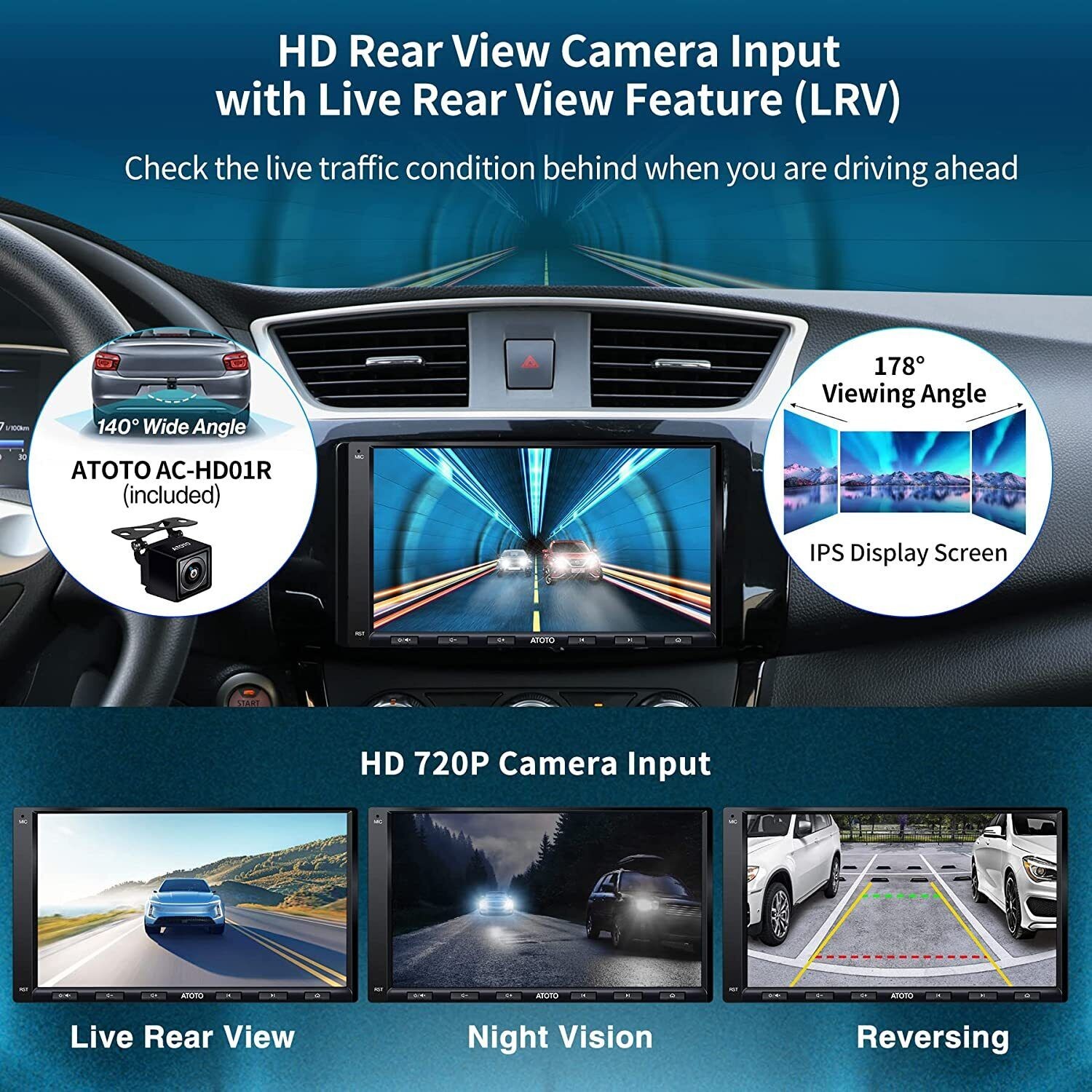 ATOTO 7IN A6PF Android 2DIN Car Stereo GPS Track Radio w/ Dash & Rearview Camera