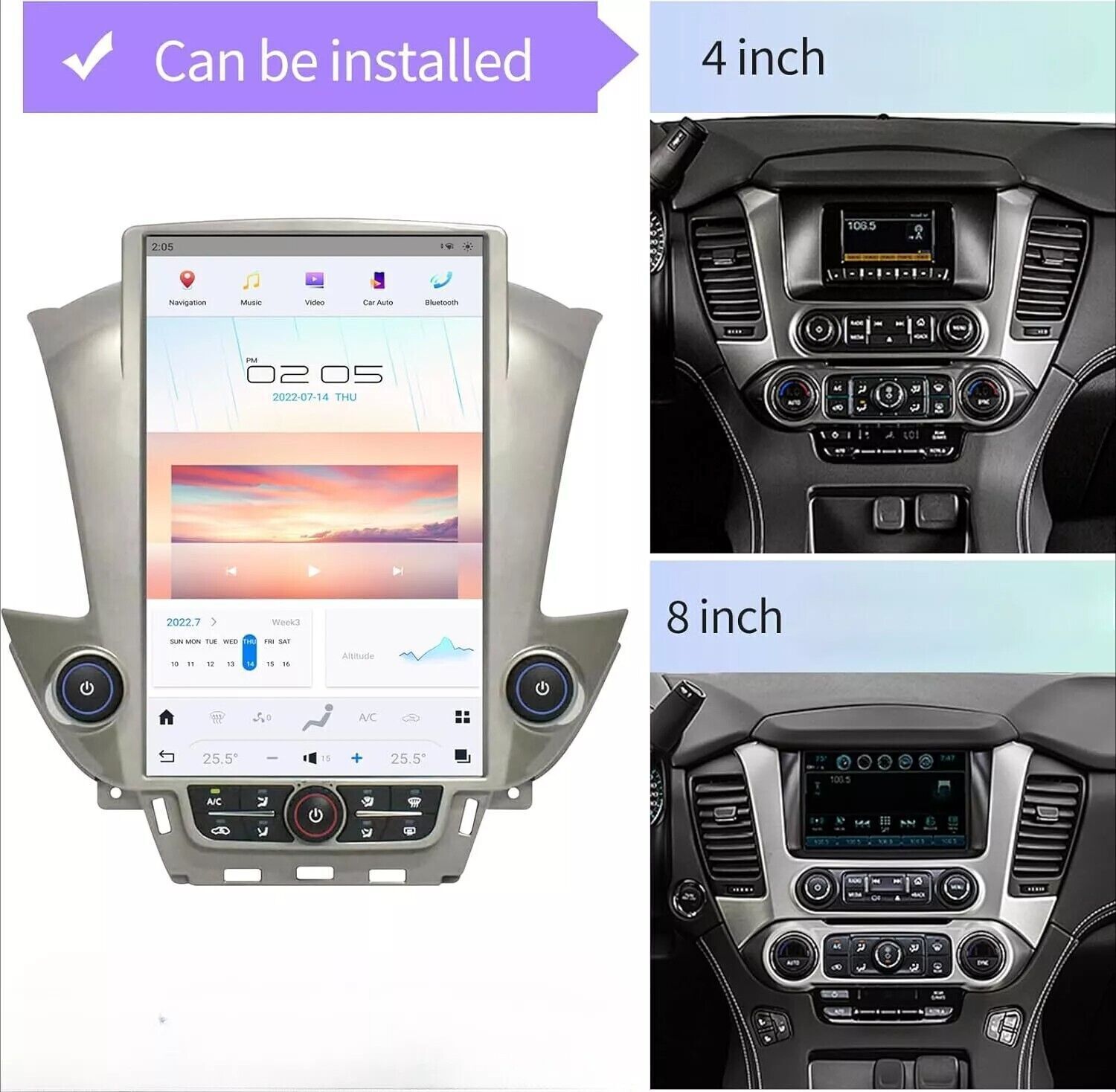 14.4″Car Stereo Radio Auto Android Carplay 8+128G For 14-20 Chevy Suburban Tahoe