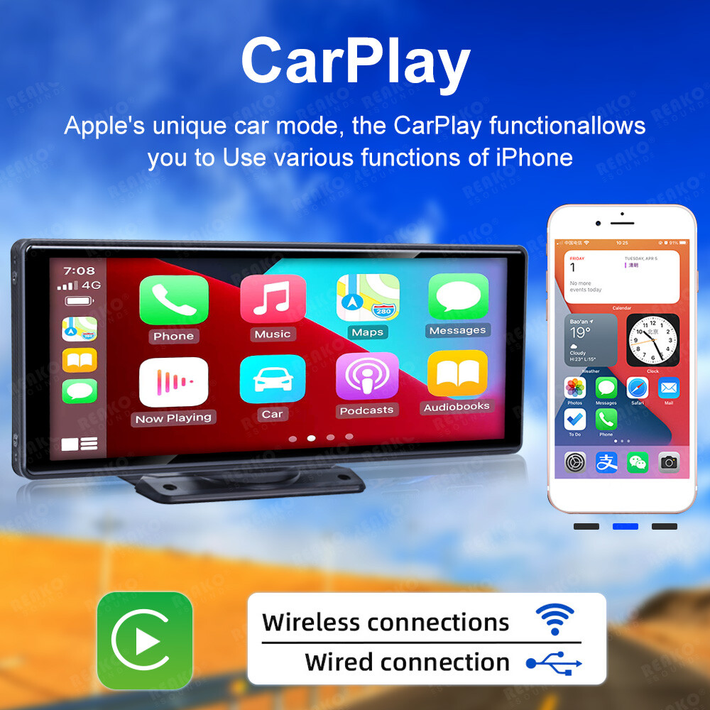 10.26inch 2K Wireless Apple CarPlay Android Auto Touch Screen Car Portable Radio