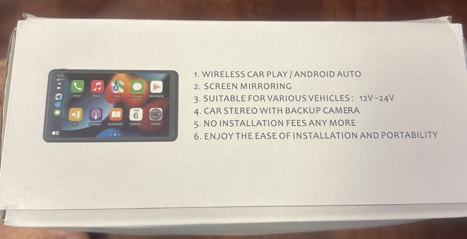 Portable Wireless Car Stereo, 7 HD Touchscreen Cam Compatible Apple Carplay