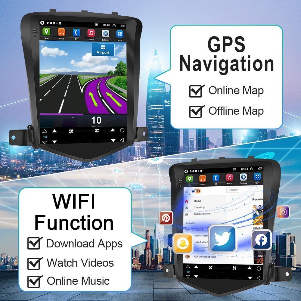 Android14 Apple Carplay GPS NAVI Car Radio Stereo For Chevy Cruze 2009-2015 4+64
