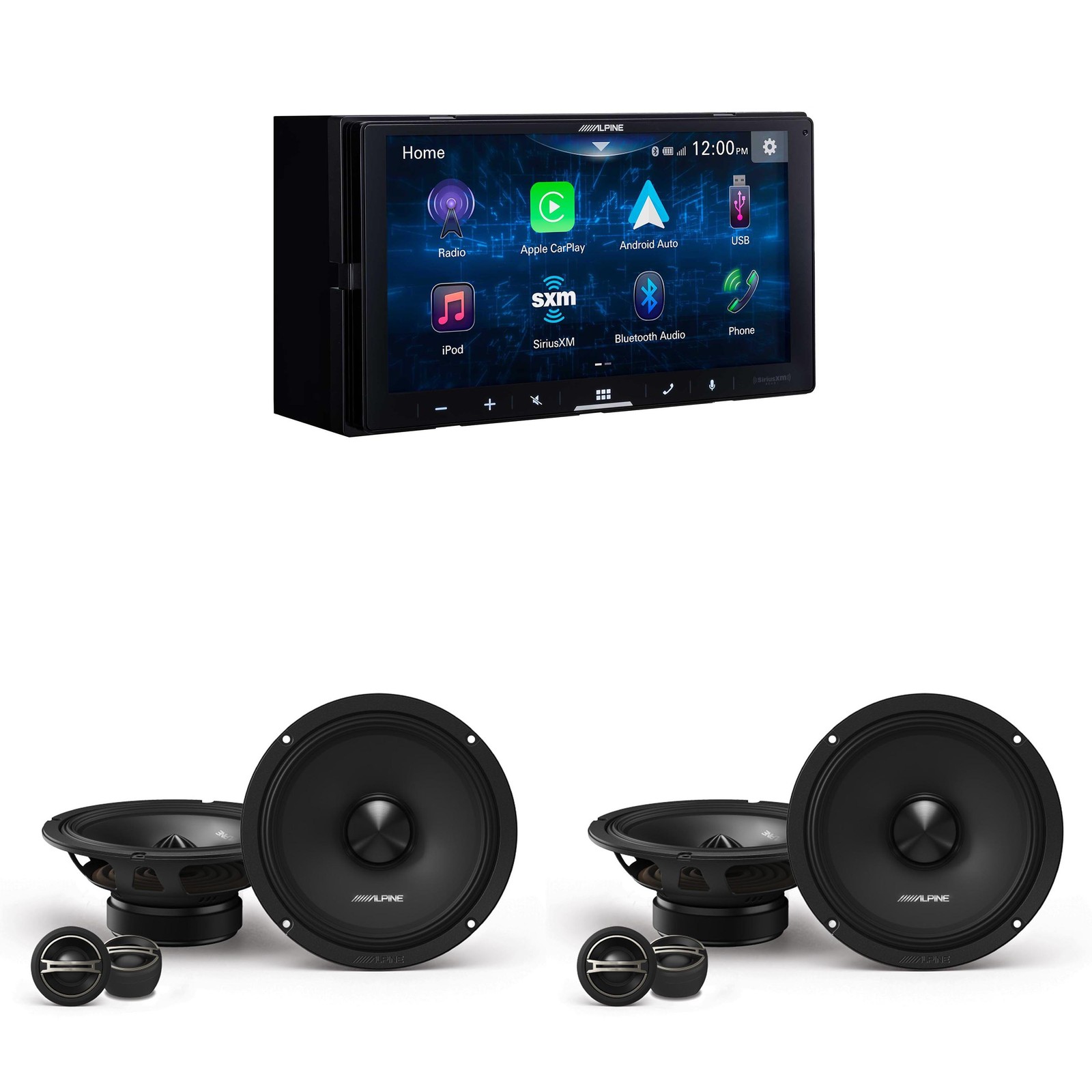 Alpine iLX-W670 Digital Multimedia Receiver w/ (2) DM-65C-G 6.5″ Component 2-…