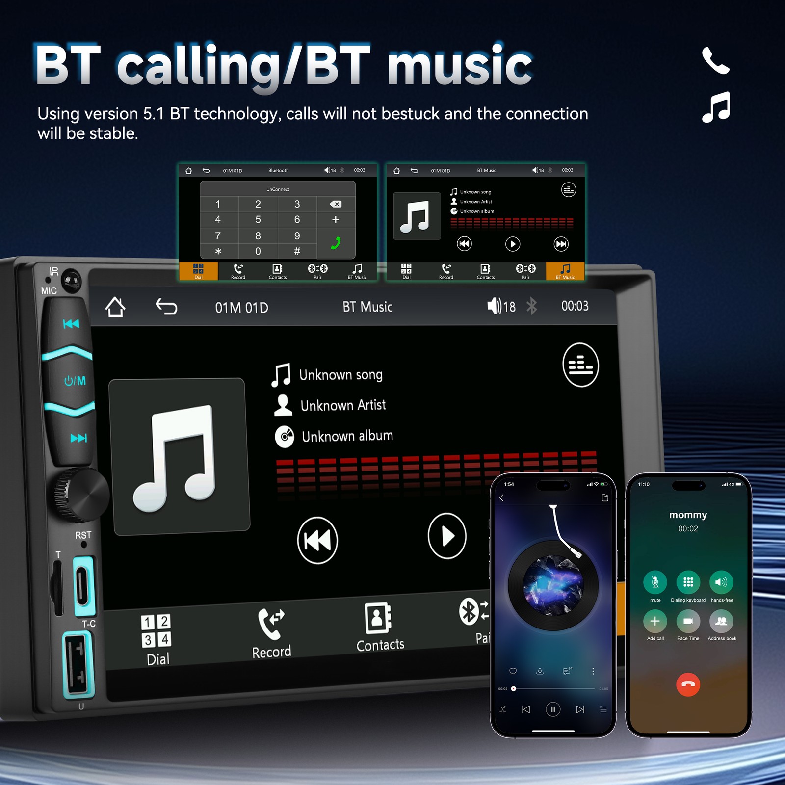 7″ Wireless Car Radio FM Double 2DIN Apple CarPlay Stereo Touch Screen Bluetooth