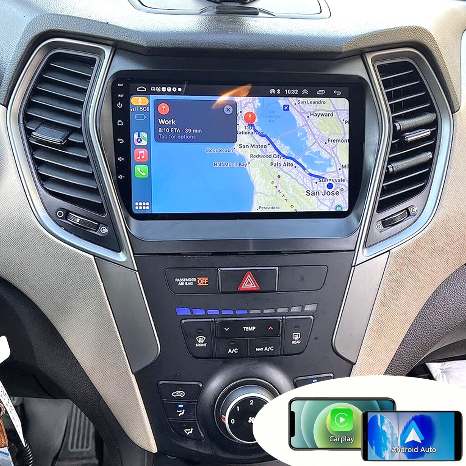 For 2013-2017 Hyundai Santa Fe Sport Apple Carplay Android Car Radio Stereo GPS