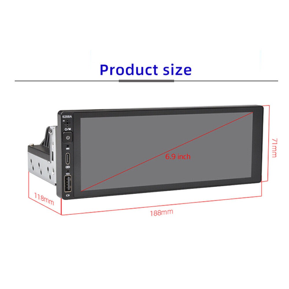 Single DIN Car Radio GPS NAVI WiFi Carplay 6.9 Inch Stereo Player Android 2+32G