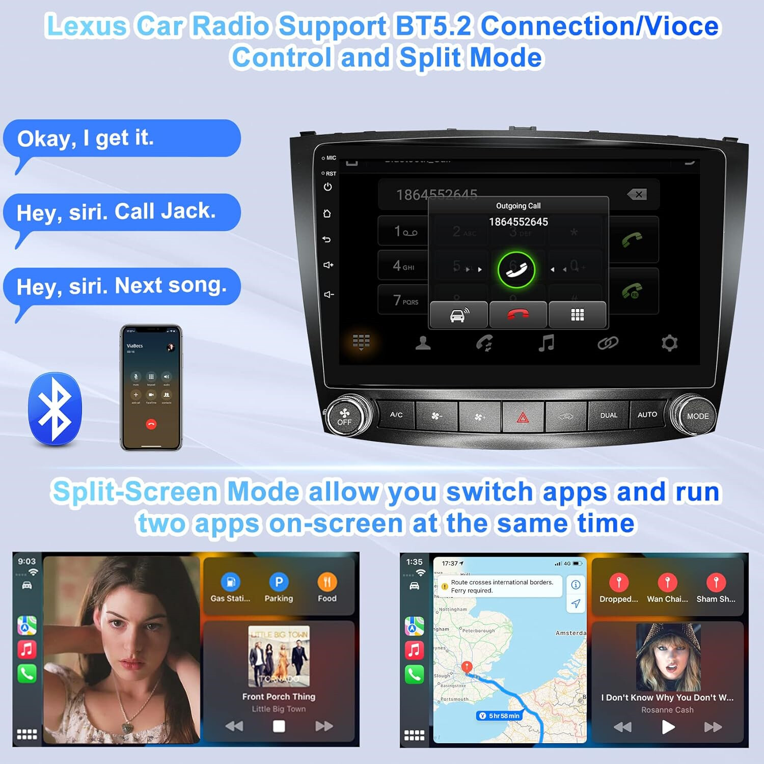 For Lexus IS250 IS350 2006-2012 Android 13 Apple CarPlay Car Stereo Radio GPS BT