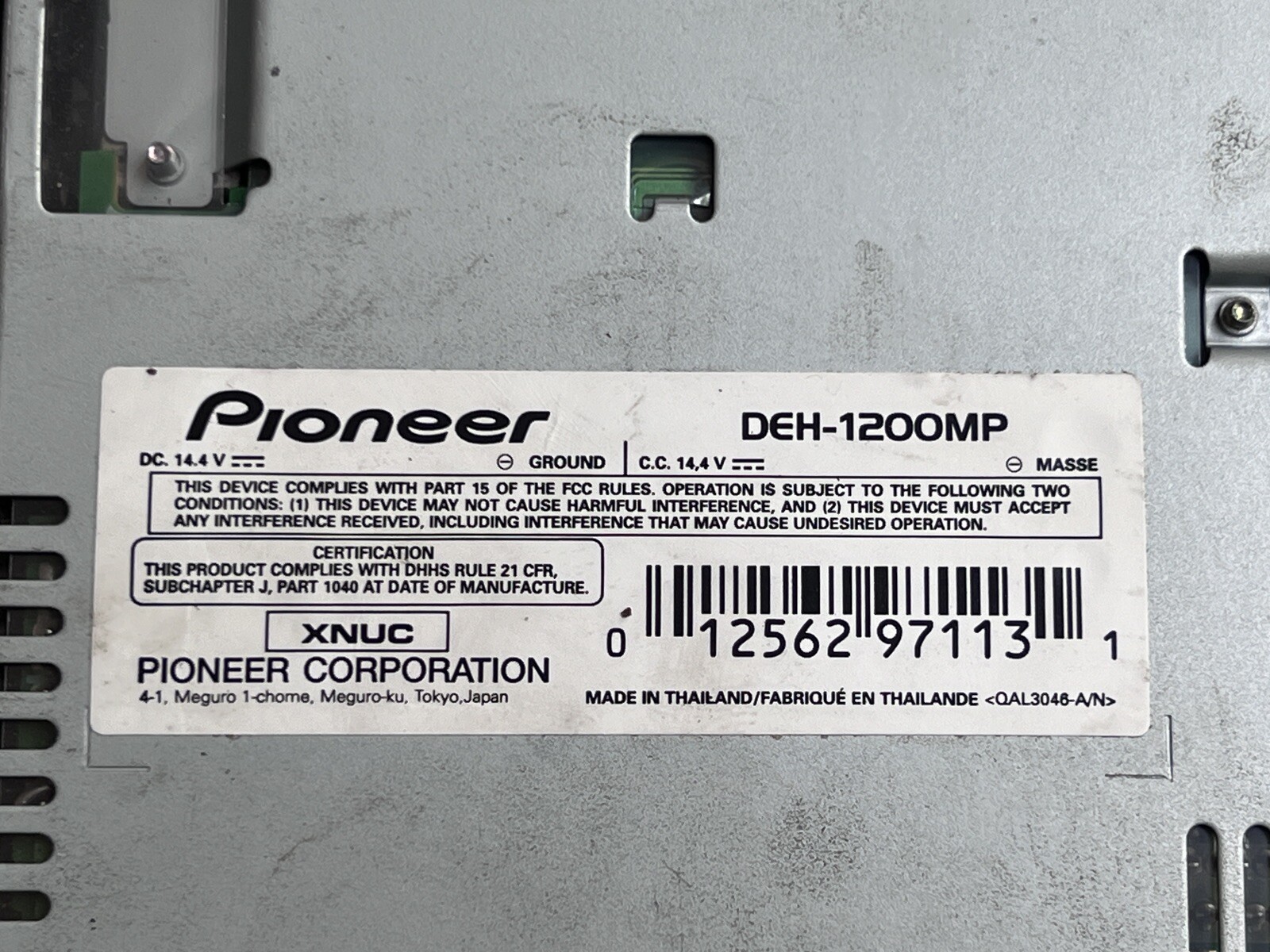 Untested Pioneer DEH-1200MP CD Player AM FM WMA MP3 AUX Super Tuner3