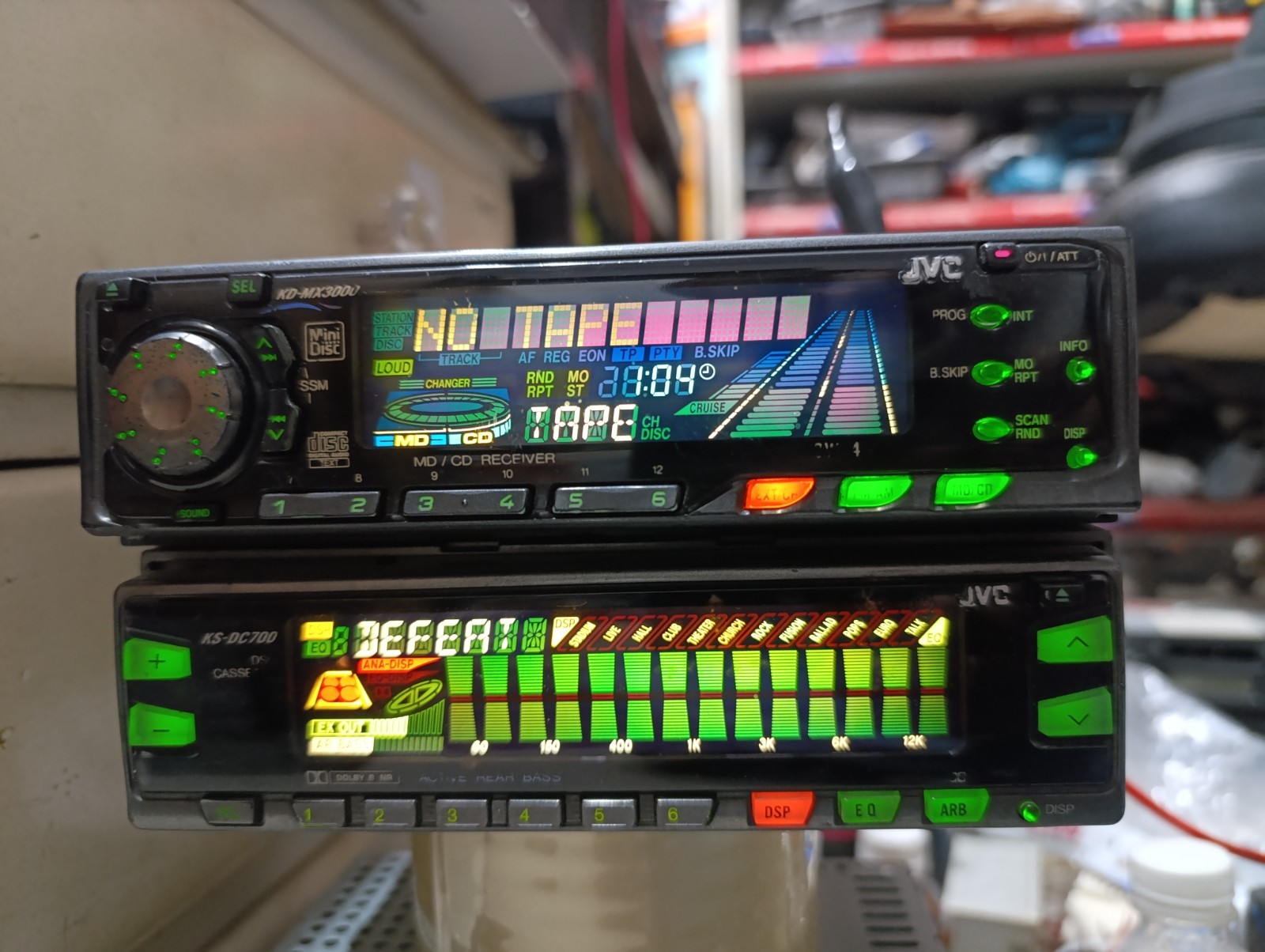 JVC KD-MX3000-B MD CD, 1bit DAC Level Meter & JVC KS-DC700 CASSETTE WT Spectrum