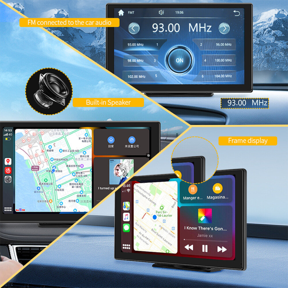 Portable Car Stereo 9″ Toouch screen Bluetooth GPS Wireless Carplay Android auto